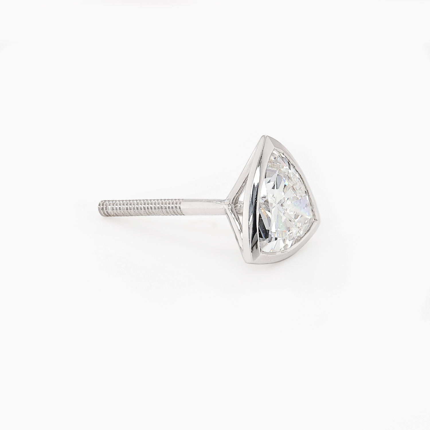 Trillion-Cut Lab-Grown Diamond Stud Earrings, Lab-grown,  14k White Gold